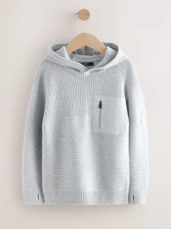 Truien En Breisels|Sweaters En Hoody´S*Next Grijs - Utility gebreide hoodie (3-16jr)