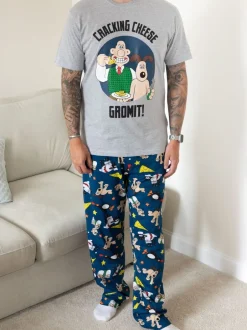 Pyjama's*Vanilla Underground - Wallace And Gromit herenpyjama's van 100% katoen Grijs