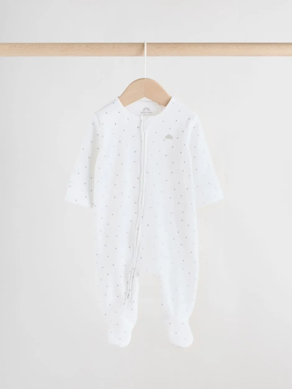 Babypakjes En Babypyjama's*Next Grijs - Velour Two Way Zip Baby Sleepsuits 2 Pack (0-2yrs)