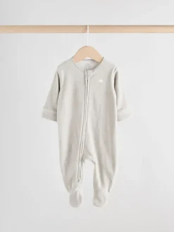 Babypakjes En Babypyjama's*Next Grijs - Velour Two Way Zip Baby Sleepsuits 2 Pack (0-2yrs)