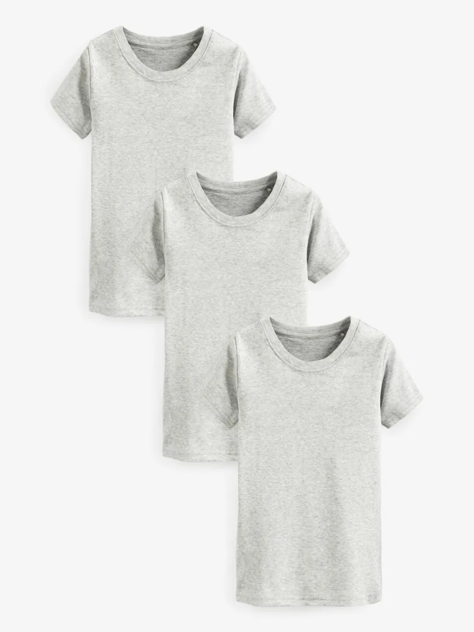 Ondergoed|Rompertjes En Hemdjes*Next - Verpakking van 3 100% katoenen shirts met korte mouwen (1,5-16jr) Grijs