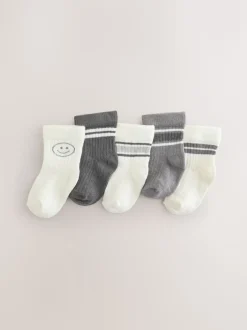 Sokken En Panty's|Sokken*Next - Verpakking van 5 paar babysokken (0 mnd-2 jr) Grijs