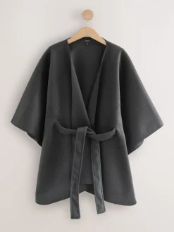 Jassen En Jacks*Next - Wrap Front Cape Poncho Grijs