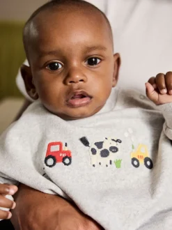 Truien En Breisels|Sets En Combisets|Next - Set met baby-sweatshirt en legging (0mnd-3jr) Grijs boerderijfiguur