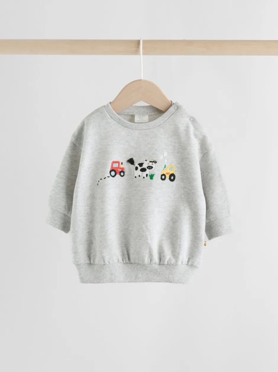 Truien En Breisels|Sets En Combisets|Next - Set met baby-sweatshirt en legging (0mnd-3jr) Grijs boerderijfiguur