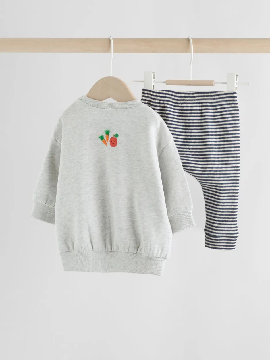 Truien En Breisels|Sets En Combisets|Next - Set met baby-sweatshirt en legging (0mnd-3jr) Grijs boerderijfiguur