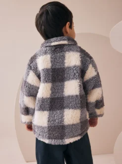 Jassen, Jacks En Kinderwagenpakjes|Jassen En Jacks*Next - Fleece shacket van borg (3 mnd - 7 jr) Grijs dambordpatroon