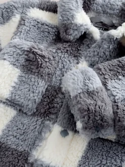 Jassen, Jacks En Kinderwagenpakjes|Jassen En Jacks*Next - Fleece shacket van borg (3 mnd - 7 jr) Grijs dambordpatroon