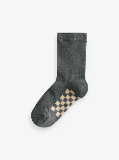 Sokken*Next Grijs dambordpatroon - Verpakking van 7 paar sokken met hoog aandeel katoen