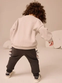 Sets En Combisets|Truien En Breisels*Next Grijs en antraciet dinosaurus stekel - Set met sweatshirt en joggingbroek (3mnd -7jr)