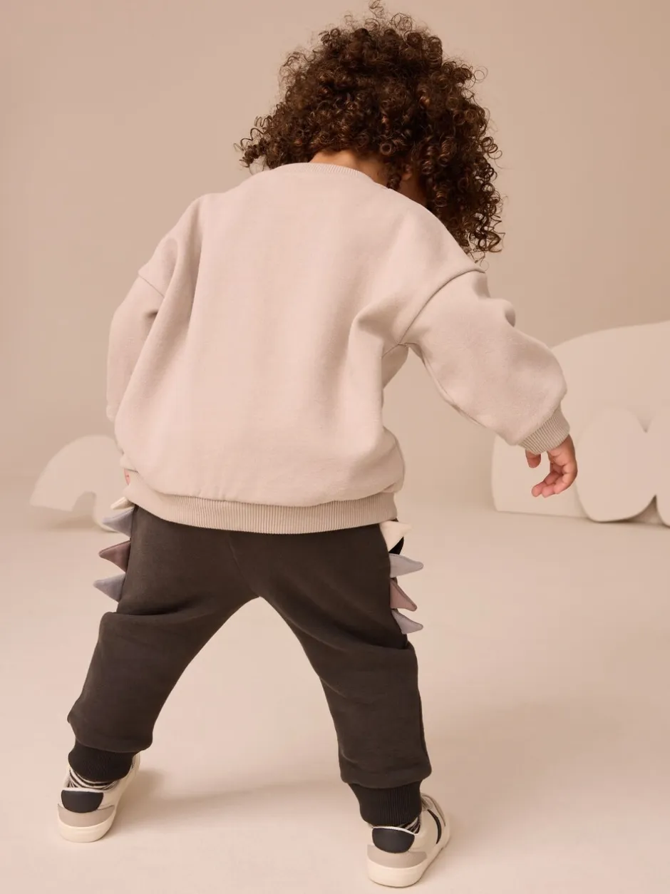 Sets En Combisets|Truien En Breisels*Next Grijs en antraciet dinosaurus stekel - Set met sweatshirt en joggingbroek (3mnd -7jr)
