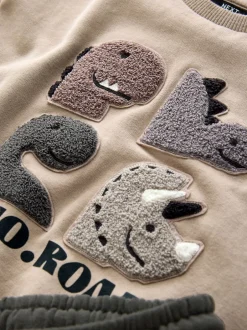 Sets En Combisets|Truien En Breisels*Next Grijs en antraciet dinosaurus stekel - Set met sweatshirt en joggingbroek (3mnd -7jr)