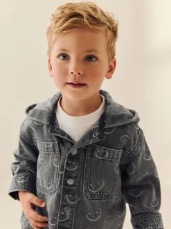 Jassen, Jacks En Kinderwagenpakjes|Jassen En Jacks*Next - Denim overhemd met capuchon (3mnd -7jr) Grijs Face