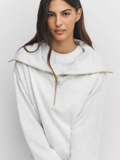 Hoody's En Sweatshirts*Next - Half Zip Jersey Sweatshirt Grijs gemêleerd
