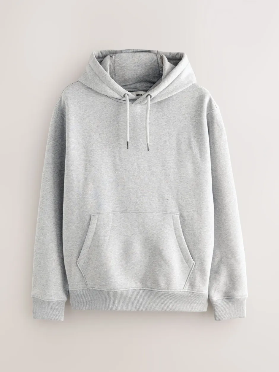 Sweaters En Hoody´S|Sweaters En Hoody´S|Next Grijs gemêleerd - Normale Pasvorm - Zwaargewicht Cotton Rich Jersey Hoodie