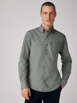 Formele Overhemden|Shirts|Next Grijs gemêleerd - Normale Pasvorm - Gemakkelijk te strijken Oxford overhemd met doorlopende knopen