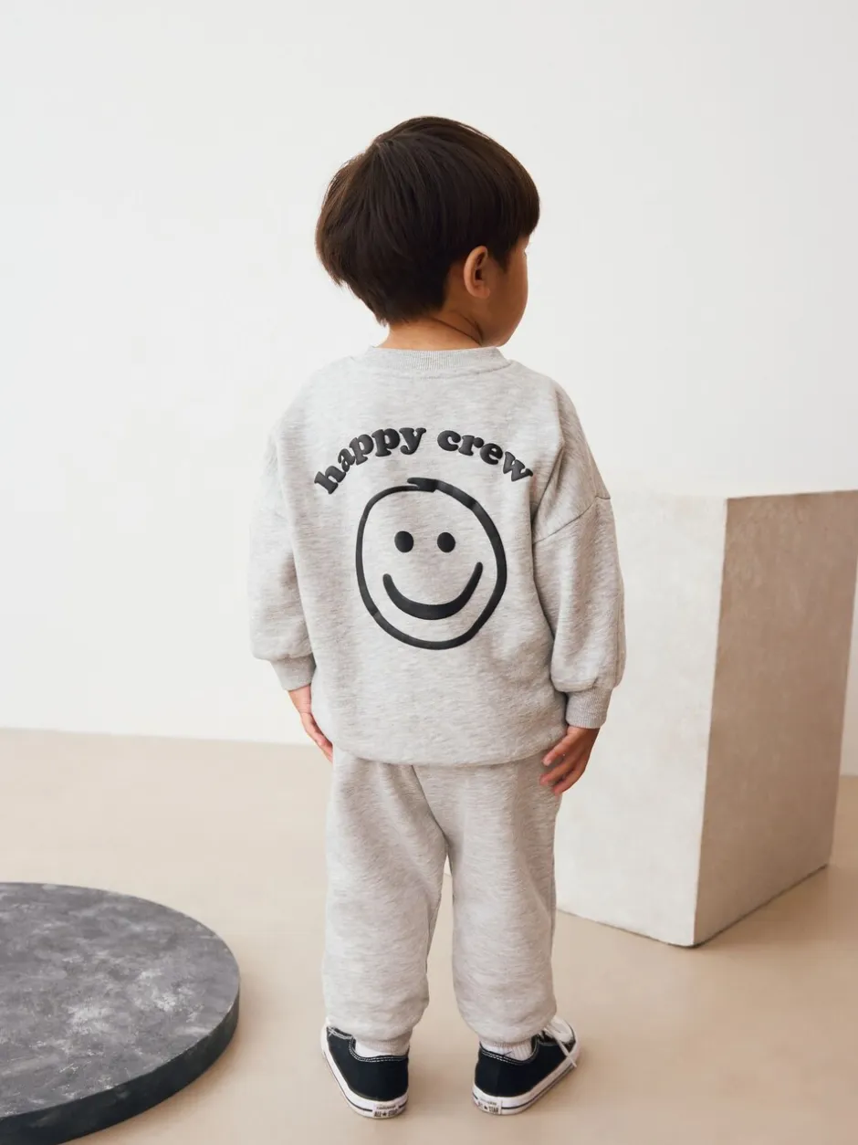 Sets En Combisets|Truien En Breisels|Next - Printed Crew Neck Sweat Top & Joggers Set (3mths-7yrs) Grijs gemêleerd