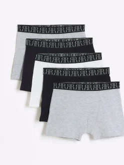 Ondergoed|River Island - - Set van 5 boxershorts Grijs gemêleerd