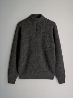 Gebreide Kleding|The Set - 2 Pack Quarter Zip Neck Jumpers Grijs gemêleerd