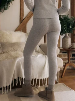 Alle Nacht- En Loungekleding|Next - Thermal Maximum Warmth Cosy Pointelle Leggings Grijs gemêleerd
