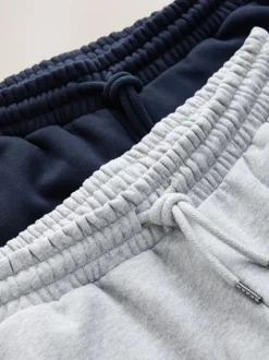 Joggingbroeken|Next - Straight Fit Brushback Heavyweight 2 Pack Joggers Grijs gemêleerd/marineblauw