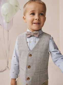 Kostuums En Herenvesten*Next Grijs geruit - Waistcoat Shirt and Bow Tie Set (3mths-9yrs)