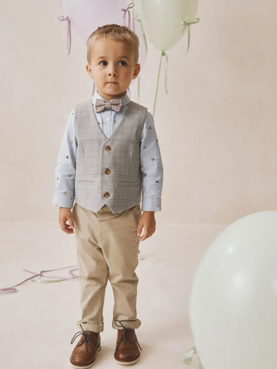 Kostuums En Herenvesten*Next Grijs geruit - Waistcoat Shirt and Bow Tie Set (3mths-9yrs)