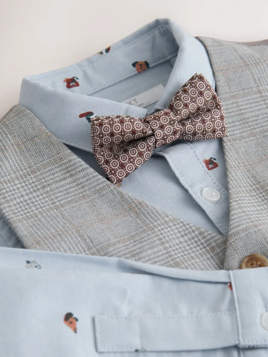 Kostuums En Herenvesten*Next Grijs geruit - Waistcoat Shirt and Bow Tie Set (3mths-9yrs)