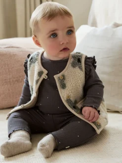 Tops|Sets En Combisets*Next - Babyset van top met Lange mouwen en Leggings met Bodywarmer 3 -delig (0mnd -2jr) Grijs met bloemen