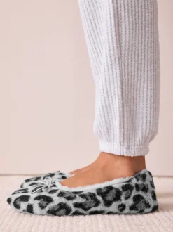 Pantoffels*Next - Ballerina Flat Slippers Grijs met dierenprint