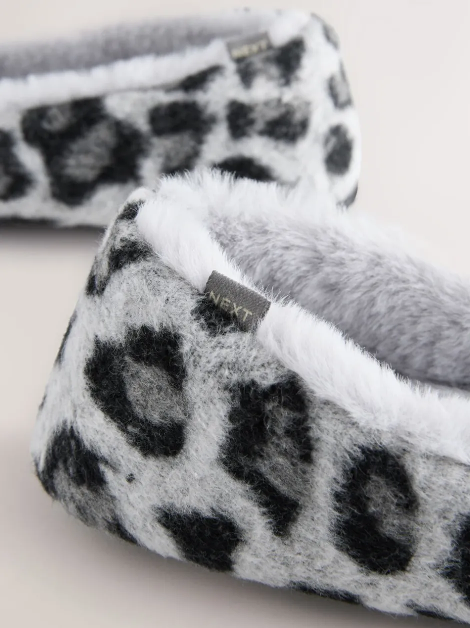 Pantoffels*Next - Ballerina Flat Slippers Grijs met dierenprint