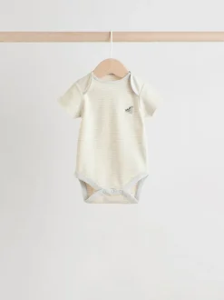 Rompertjes En Hemdjes|Rompertjes En Hemdjes|Next Grijs met dinoprint - Set van 5 babyrompertjes met korte mouwen