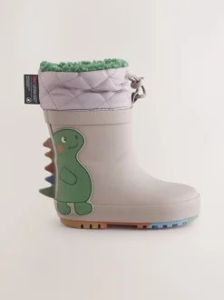 Laarzen*Next Grijs met dinoprint - Thinsulate™ - Gevoerde thermoregenlaarzen met boord