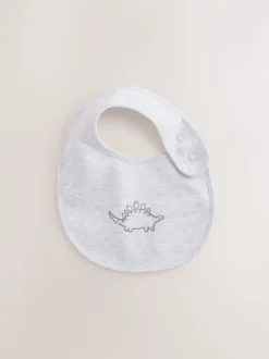 Slabbetjes|Next Grijs met dinoprint - Verpakking met 3 babyslabbetjes