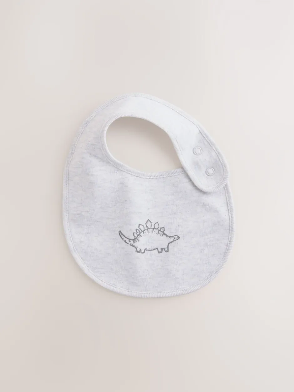 Slabbetjes|Next Grijs met dinoprint - Verpakking met 3 babyslabbetjes