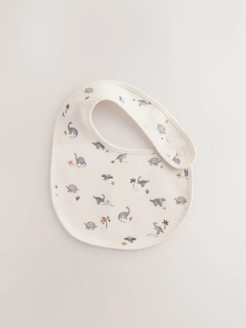 Slabbetjes|Next Grijs met dinoprint - Verpakking met 3 babyslabbetjes