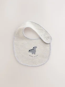 Slabbetjes|Next Grijs met dinoprint - Verpakking met 3 babyslabbetjes