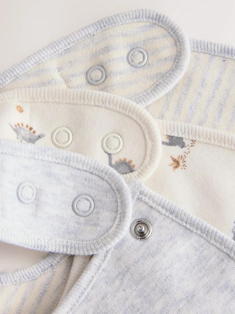 Slabbetjes|Next Grijs met dinoprint - Verpakking met 3 babyslabbetjes