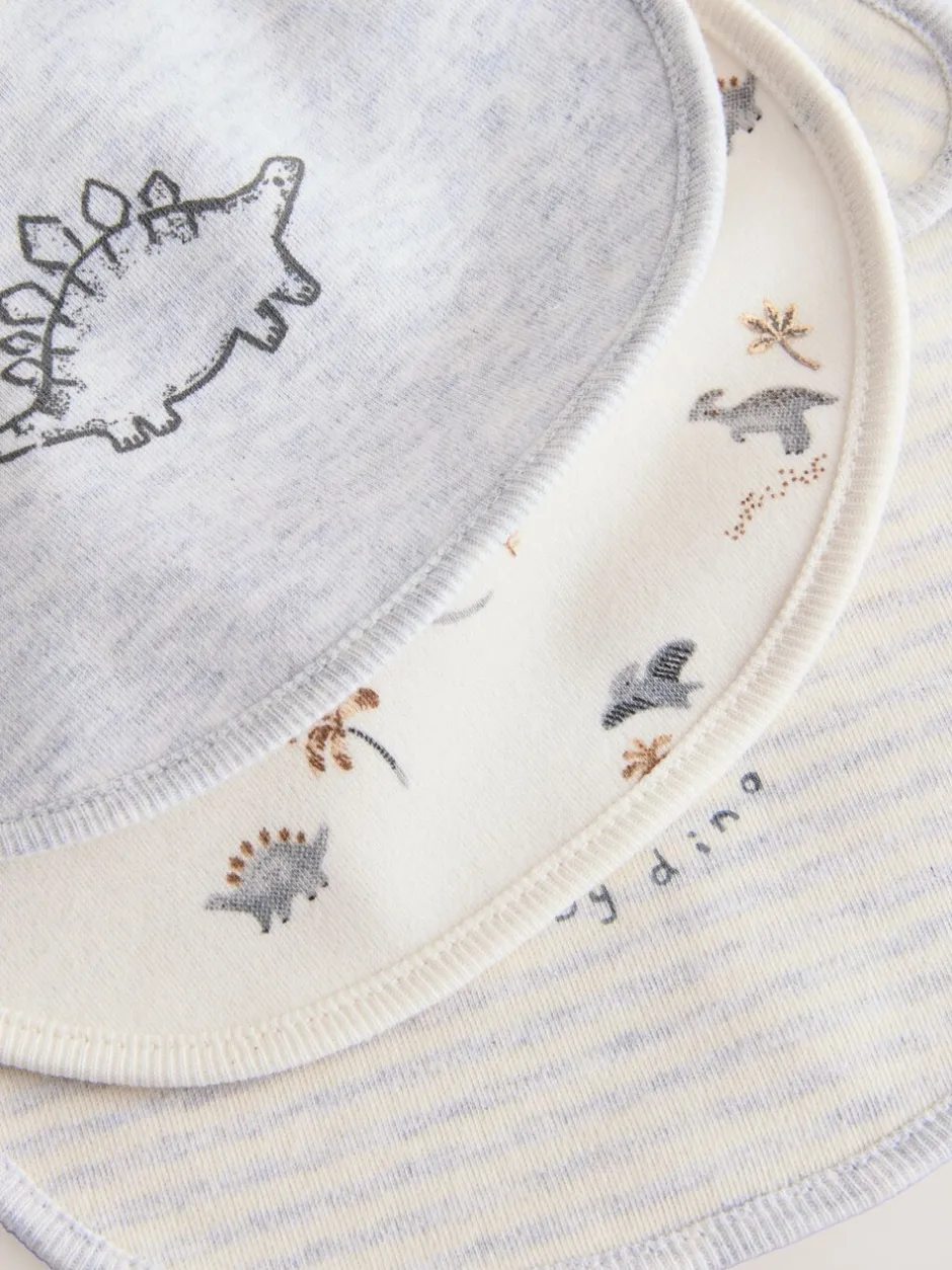 Slabbetjes|Next Grijs met dinoprint - Verpakking met 3 babyslabbetjes