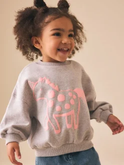 Truien En Breisels|Sweaters En Hoody´S|Next Grijs met eenhoornprint - Sweatshirt met ronde hals (3 mnd-7 jr)