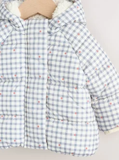 Jassen, Jacks En Kinderwagenpakjes|Jassen En Jacks|Next - Gevoerd babyjack met capuchon (0mnd-2jr) Grijs met gingham