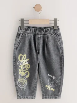 Jeans En Joggingbroeken|Jeans|Next - Barrel jeans (3mnd -7jr) Grijs met graffiti