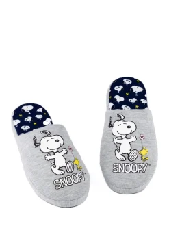 Pantoffels|Vanilla Underground Grijs met Snoopy - winterse pantoffelmuiltjes voor dames