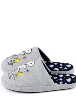 Pantoffels|Vanilla Underground Grijs met Snoopy - winterse pantoffelmuiltjes voor dames