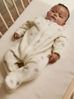 Babypakjes En Babypyjama's|Next - Fleece babypyjama Grijs met sterren