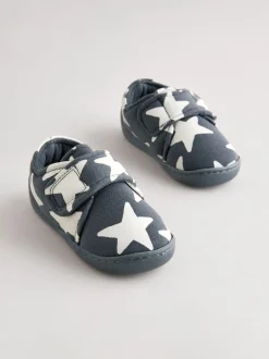 Pantoffels|Next - Pantoffels met klittenbandsluiting en omgevende zool Grijs met sterren