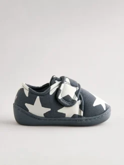 Pantoffels|Next - Pantoffels met klittenbandsluiting en omgevende zool Grijs met sterren