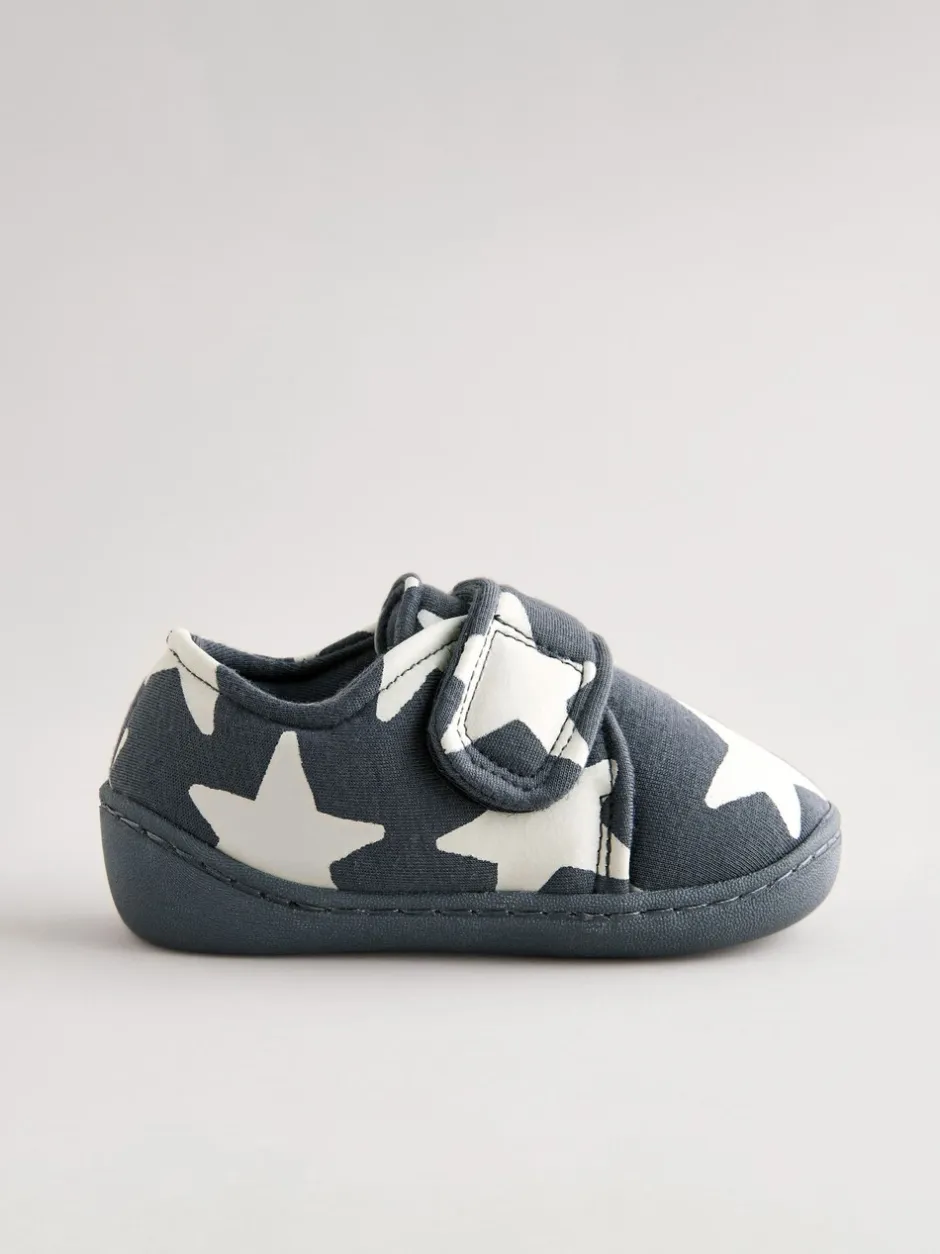 Pantoffels|Next - Pantoffels met klittenbandsluiting en omgevende zool Grijs met sterren