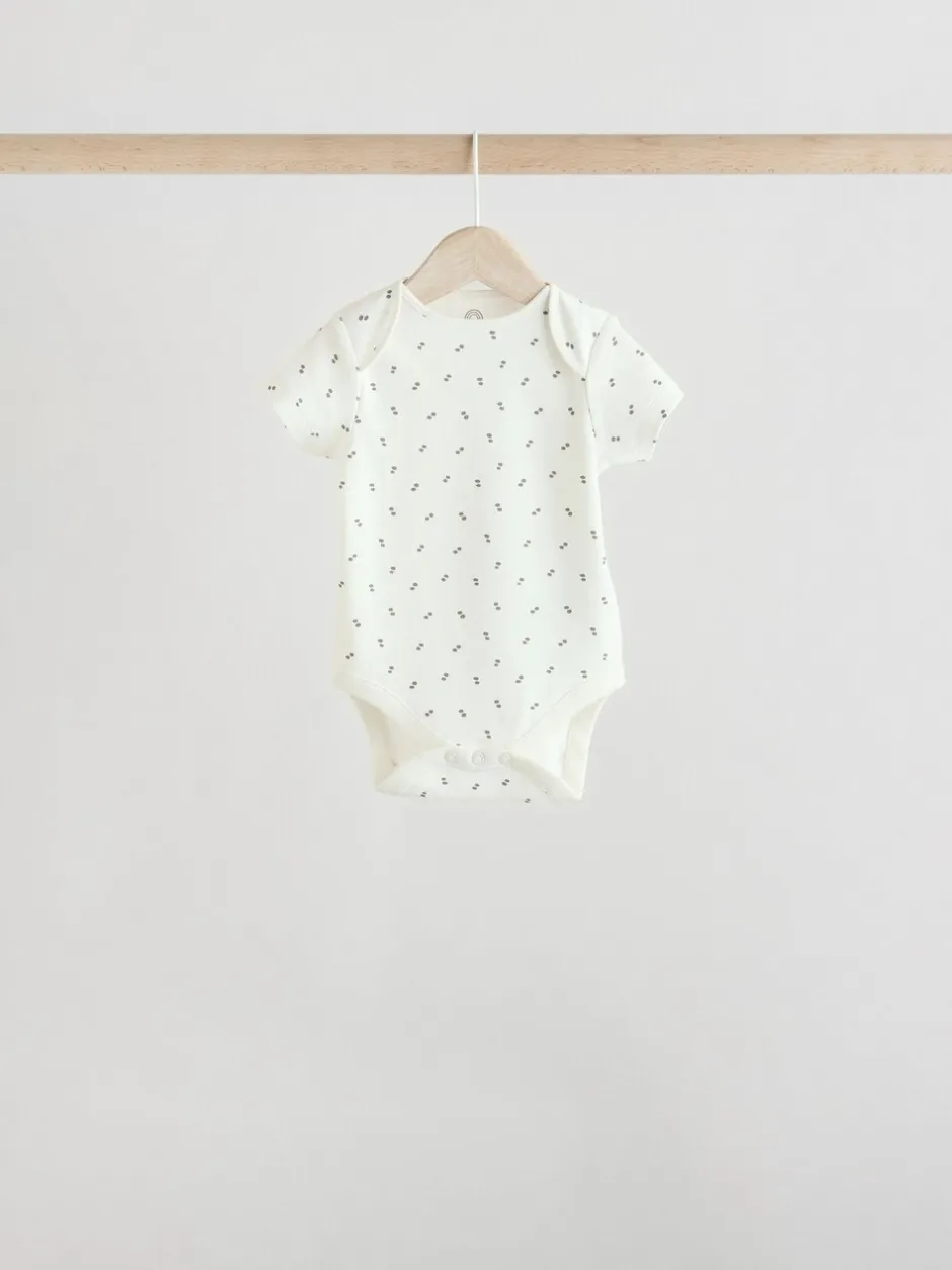 Rompertjes En Hemdjes|Rompertjes En Hemdjes*Next Grijs met zebraprint - Baby Bodysuits met Korte mouwen 100% katoen 5 verpakking