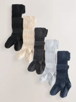 Sokken En Panty's|Sokken En Panty's*Next - Verpakking van 5 kabelmaillots met hoog katoengehalte Grijs Zwart Beigegrijs en Marine-Blauw
